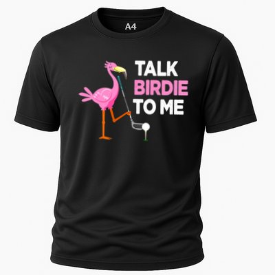 Flamingo Playing Golf Talk Birdie To Me Pun Funny Performance Shirt