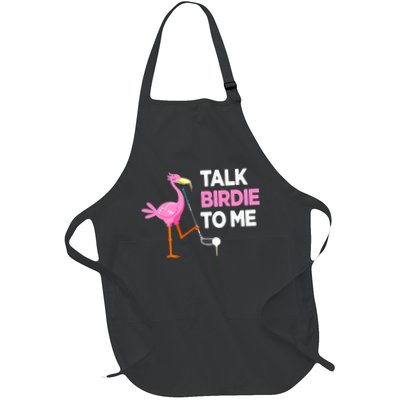 Flamingo Playing Golf Talk Birdie To Me Pun Funny Apron
