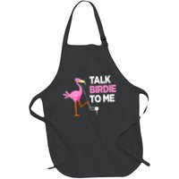 Flamingo Playing Golf Talk Birdie To Me Pun Funny Apron