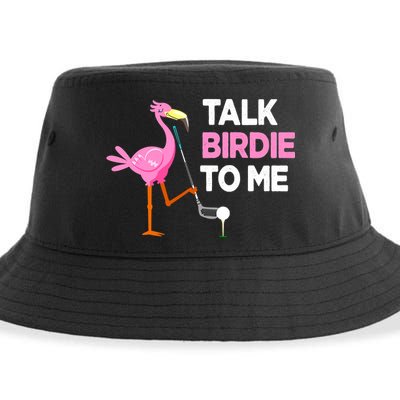 Flamingo Playing Golf Talk Birdie To Me Pun Funny Sustainable Bucket Hat