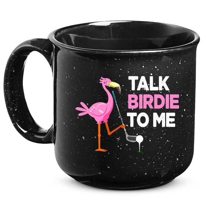 Flamingo Playing Golf Talk Birdie To Me Pun Funny 15oz Campfire Ceramic Mug