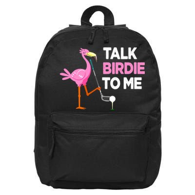 Flamingo Playing Golf Talk Birdie To Me Pun Funny 16 in Basic Backpack