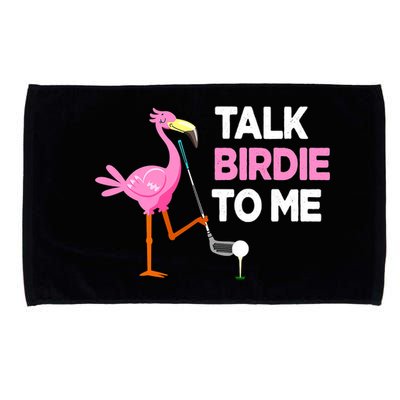 Flamingo Playing Golf Talk Birdie To Me Pun Funny Microfiber Hand Towel