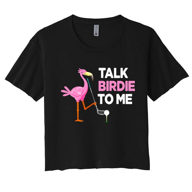 Flamingo Playing Golf Talk Birdie To Me Pun Funny Crop Top
