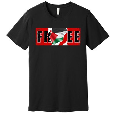 Free Palestine Gaza Flag Arabic Freedom Vintage Premium T-Shirt