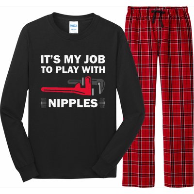 Funny Plumber Gift For Cool Plumbing Play Long Sleeve Pajama Set