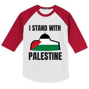 Free Palestine Gaza Flag I Stand With Palestine Freedom Kids Colorblock Raglan Jersey