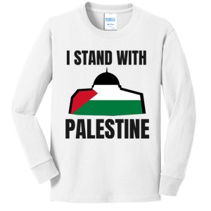 Free Palestine Gaza Flag I Stand With Palestine Freedom Kids Long Sleeve Shirt