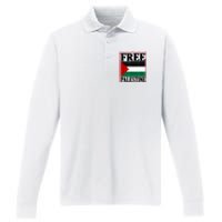 Free Palestine Gaza Palestinian Performance Long Sleeve Polo