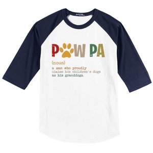 Funny Pawpa Grand Paw Grandpa Dog Dad Definition Fathers Day Baseball Sleeve Shirt