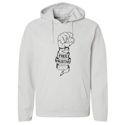 Free Palestine Gaza Palestinian Performance Fleece Hoodie