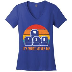 Funny Pc Gamer Computer Nerd Gift Wasd Its What Moves Me Meaningful Gift Women's V-Neck T-Shirt