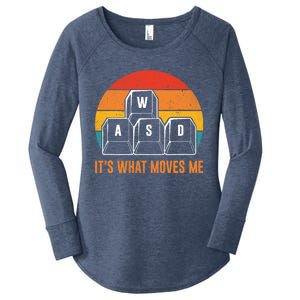 Funny Pc Gamer Computer Nerd Gift Wasd Its What Moves Me Meaningful Gift Women's Perfect Tri Tunic Long Sleeve Shirt