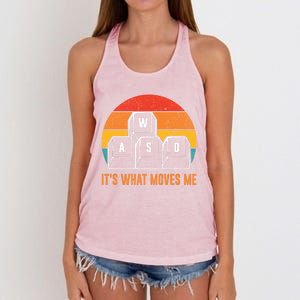 Funny Pc Gamer Computer Nerd Gift Wasd Its What Moves Me Meaningful Gift Women's Knotted Racerback Tank