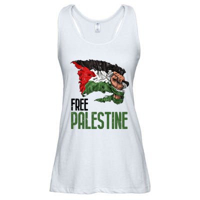 Free Palestine Gaza Flag Arabic Freedom Distressed Strength Ladies Essential Flowy Tank