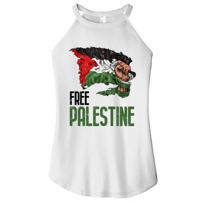 Free Palestine Gaza Flag Arabic Freedom Distressed Strength Women’s Perfect Tri Rocker Tank