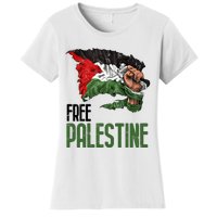 Free Palestine Gaza Flag Arabic Freedom Distressed Strength Women's T-Shirt