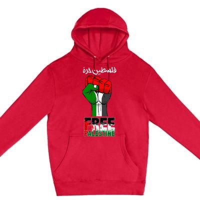 Free Palestine Gaza Arabic Support Palestinian Flag Premium Pullover Hoodie