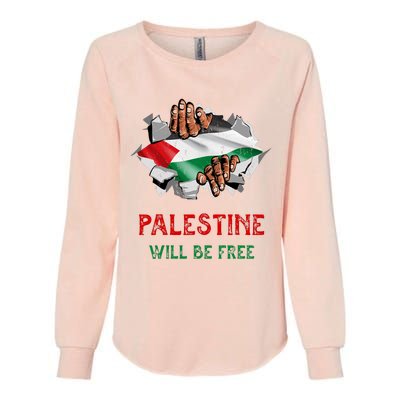 Free Palestine Gaza Flag Arabic Freedom Distressed Vintage Womens California Wash Sweatshirt