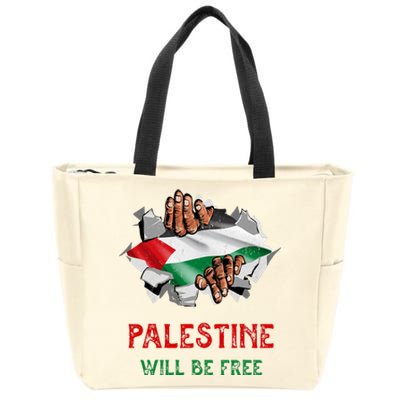 Free Palestine Gaza Flag Arabic Freedom Distressed Vintage Zip Tote Bag