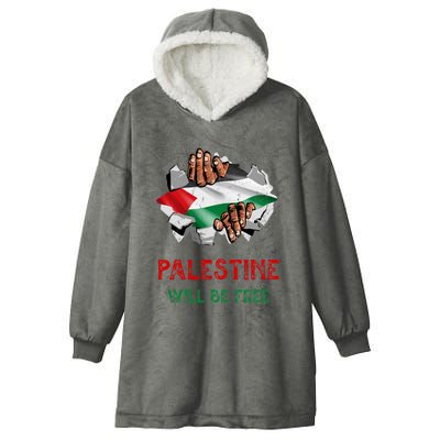 Free Palestine Gaza Flag Arabic Freedom Distressed Vintage Hooded Wearable Blanket