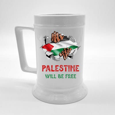 Free Palestine Gaza Flag Arabic Freedom Distressed Vintage Beer Stein