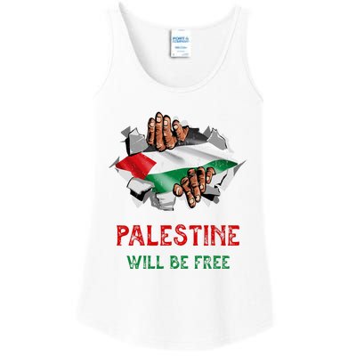 Free Palestine Gaza Flag Arabic Freedom Distressed Vintage Ladies Essential Tank