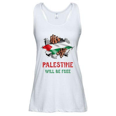 Free Palestine Gaza Flag Arabic Freedom Distressed Vintage Ladies Essential Flowy Tank