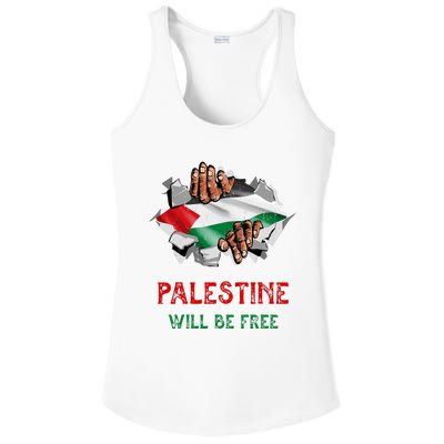 Free Palestine Gaza Flag Arabic Freedom Distressed Vintage Ladies PosiCharge Competitor Racerback Tank