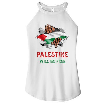 Free Palestine Gaza Flag Arabic Freedom Distressed Vintage Women’s Perfect Tri Rocker Tank