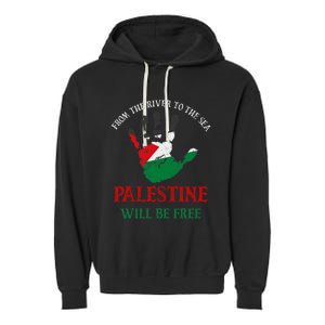 Free Palestine Gaza Flag Arabic Palestine Will Be Free Garment-Dyed Fleece Hoodie