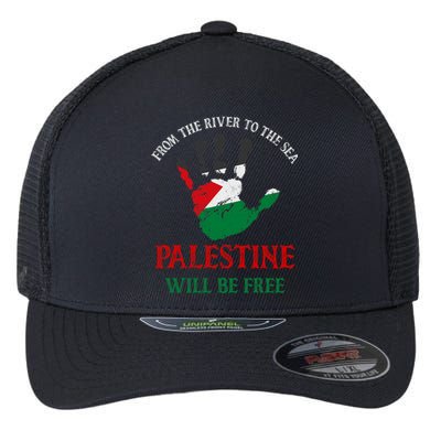 Free Palestine Gaza Flag Arabic Palestine Will Be Free Flexfit Unipanel Trucker Cap