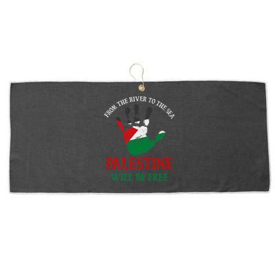 Free Palestine Gaza Flag Arabic Palestine Will Be Free Large Microfiber Waffle Golf Towel