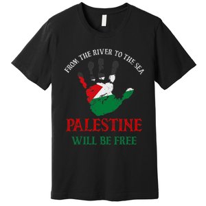 Free Palestine Gaza Flag Arabic Palestine Will Be Free Premium T-Shirt