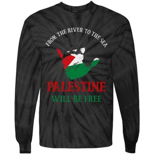 Free Palestine Gaza Flag Arabic Palestine Will Be Free Tie-Dye Long Sleeve Shirt