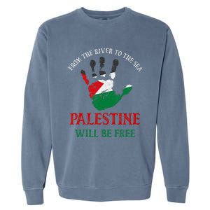 Free Palestine Gaza Flag Arabic Palestine Will Be Free Garment-Dyed Sweatshirt