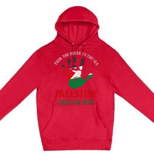 Free Palestine Gaza Flag Arabic Palestine Will Be Free Premium Pullover Hoodie