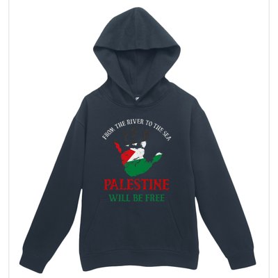 Free Palestine Gaza Flag Arabic Palestine Will Be Free Urban Pullover Hoodie