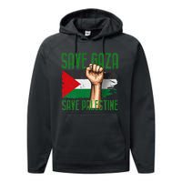 Free Palestine Gaza Flag Arabic Freedom Distressed Vintage Performance Fleece Hoodie