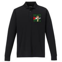 Free Palestine Gaza Flag Arabic Freedom Distressed Vintage Performance Long Sleeve Polo