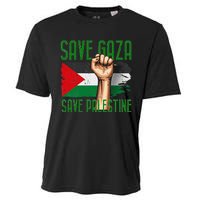 Free Palestine Gaza Flag Arabic Freedom Distressed Vintage Cooling Performance Crew T-Shirt