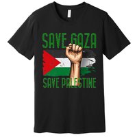 Free Palestine Gaza Flag Arabic Freedom Distressed Vintage Premium T-Shirt