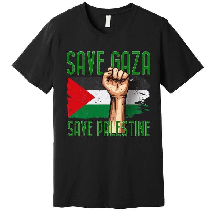 Free Palestine Gaza Flag Arabic Freedom Distressed Vintage Premium T-Shirt