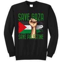 Free Palestine Gaza Flag Arabic Freedom Distressed Vintage Tall Sweatshirt