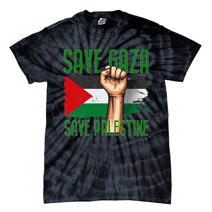 Free Palestine Gaza Flag Arabic Freedom Distressed Vintage Tie-Dye T-Shirt