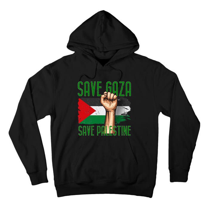 Free Palestine Gaza Flag Arabic Freedom Distressed Vintage Tall Hoodie