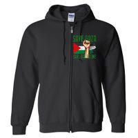 Free Palestine Gaza Flag Arabic Freedom Distressed Vintage Full Zip Hoodie