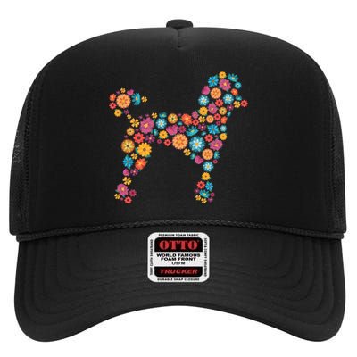 Flower Poodle Gift High Crown Mesh Back Trucker Hat