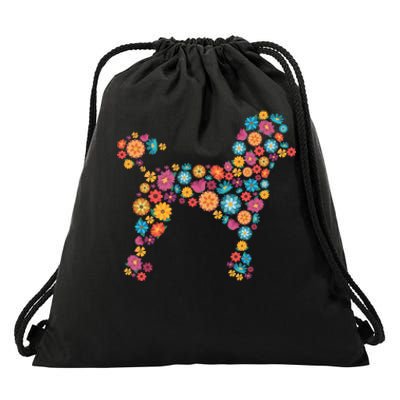 Flower Poodle Gift Drawstring Bag