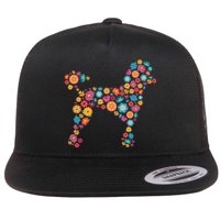 Flower Poodle Gift Flat Bill Trucker Hat